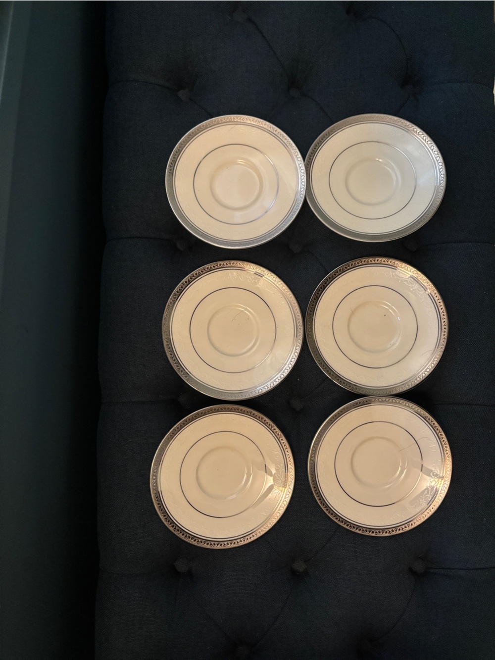 Set of 6 NORITAKE Ardmore Platinum China Saucers